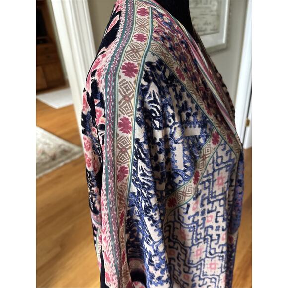 ANTHROPOLOGIE Frida Akemi + Kin Burnout silk Velvet Kimono tunic O/S Multi clr - Picture 6 of 16